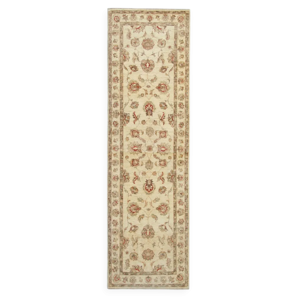 Tapis traditionnel en runner fait à la main, tapis crème, tapis afghan gris, décoration intérieure.