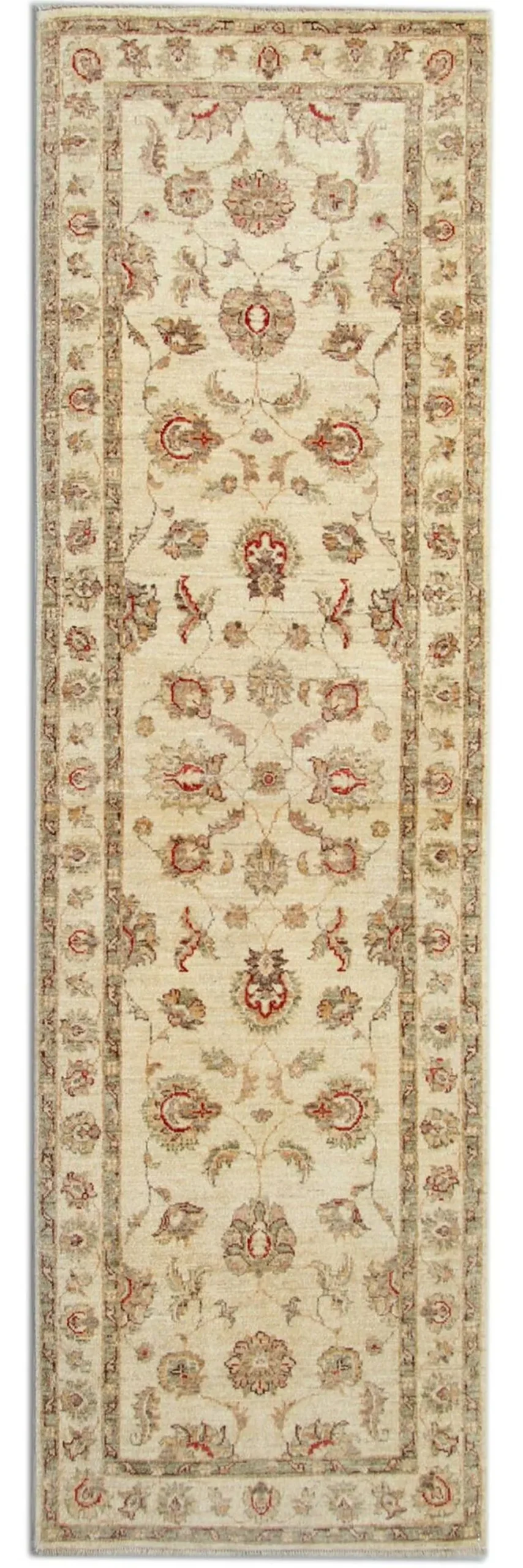 Tapis traditionnel en runner fait à la main, tapis crème, tapis afghan gris, décoration intérieure.