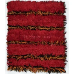 Tapis Tulu fait main moderne en rouge. 100 % laine. Options personnalisées disponibles.