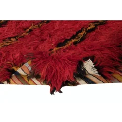 Tapis Tulu fait main moderne en rouge. 100 % laine. Options personnalisées disponibles.