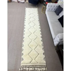 Tapis Tulu moderne noué à la main pour couloir, escalier et cuisine. Options personnalisées disponibles.