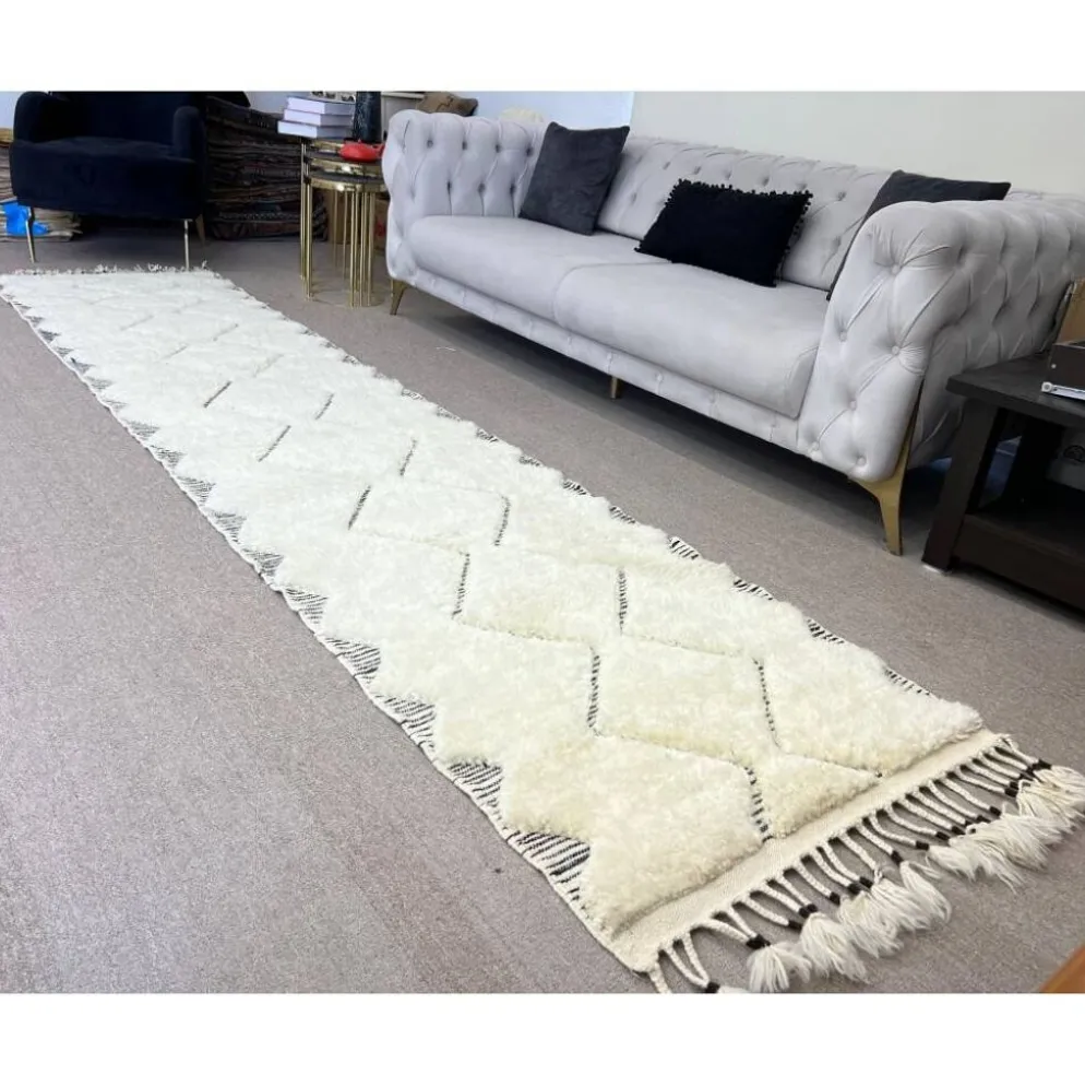 Tapis Tulu moderne noué à la main pour couloir, escalier et cuisine. Options personnalisées disponibles.