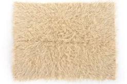 Tapis Tulu Turc Vintage en Laine Beige Poils Longs 200 x 162 cm