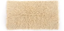 Tapis Tulu Turc Vintage en Laine Beige Poils Longs 200 x 162 cm