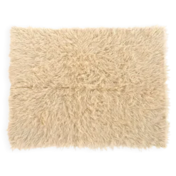 Tapis Tulu Turc Vintage en Laine Beige Poils Longs 200 x 162 cm