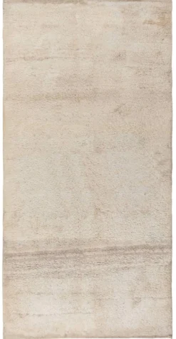 Tapis Tulu turc vintage minimaliste en laine ivoire naturelle non teinte