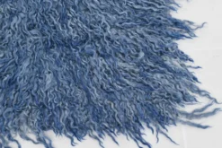 Tapis Tulu Vintage Bleu, Laine à Poils Longs, Style Shaggy, 115x301 Cm