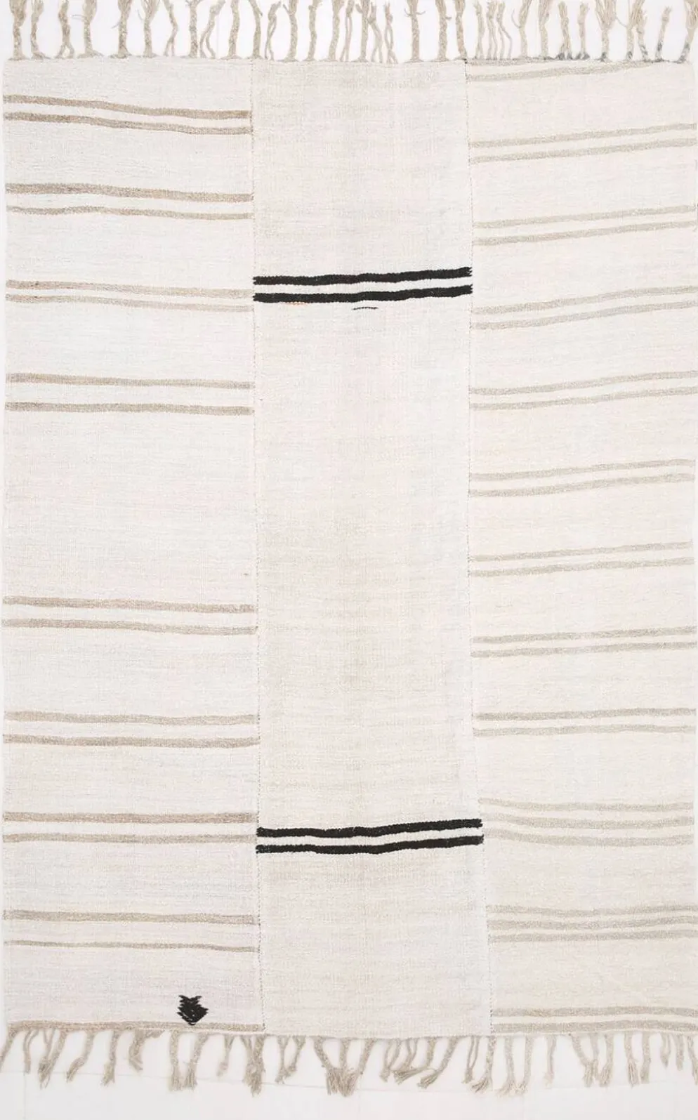 Tapis Turc Écru à Rayures, Style Scandinave, Salon et Chambre, 176x252Cm