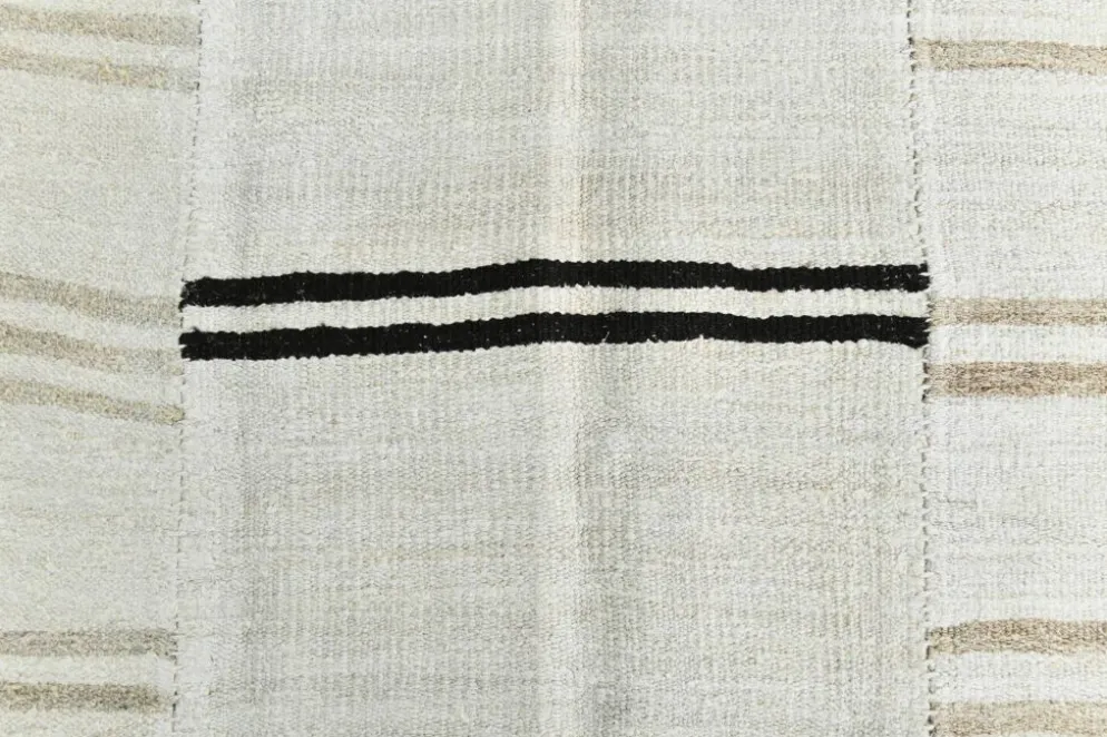 Tapis Turc Écru à Rayures, Style Scandinave, Salon et Chambre, 176x252Cm