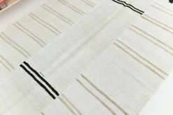Tapis Turc Écru à Rayures, Style Scandinave, Salon et Chambre, 176x252Cm