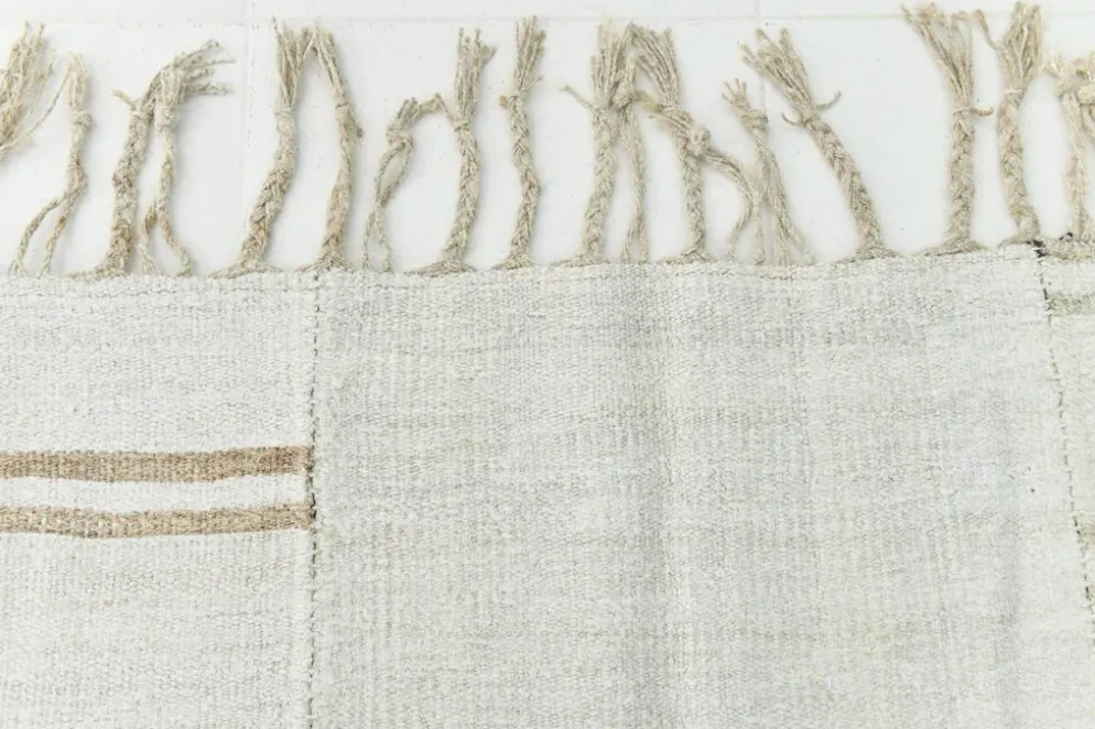 Tapis Turc Écru à Rayures, Style Scandinave, Salon et Chambre, 176x252Cm