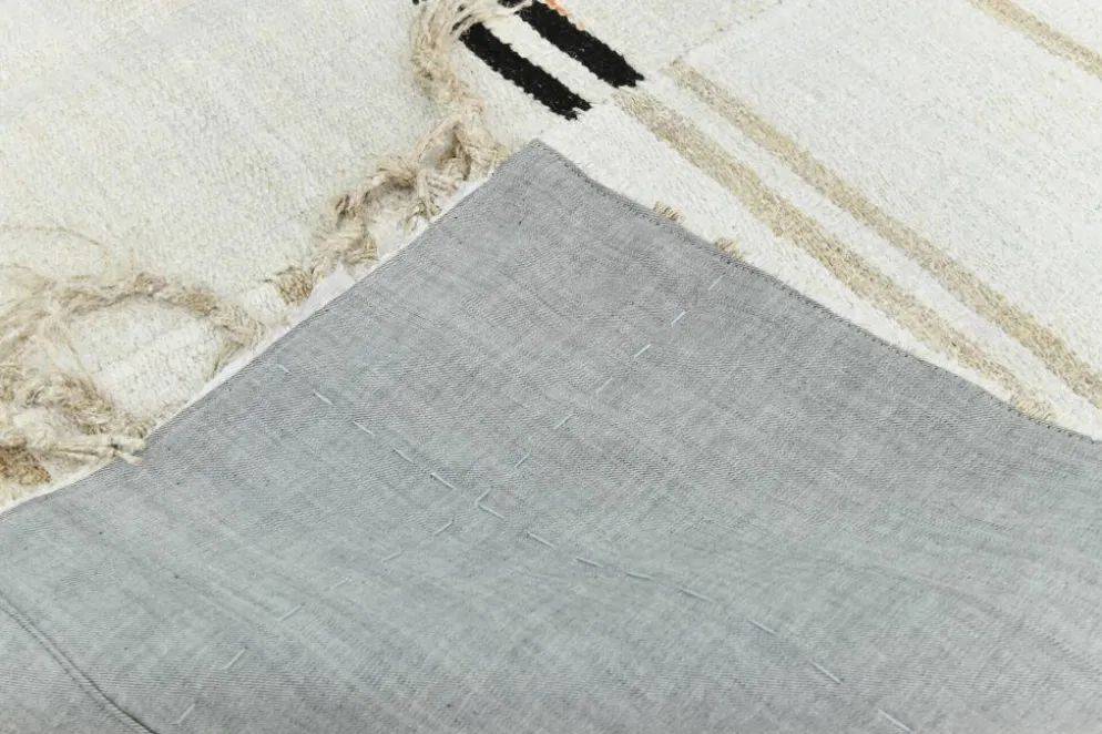Tapis Turc Écru à Rayures, Style Scandinave, Salon et Chambre, 176x252Cm