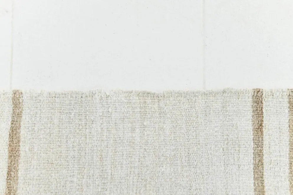 Tapis Turc Écru à Rayures, Style Scandinave, Salon et Chambre, 176x252Cm