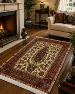 Tapis turc de luxe noué à la main "Arbre de Vie", 134 × 196 cm, en laine et coton