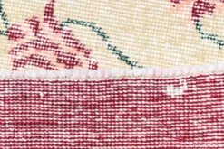 Tapis turc floral bordé de beige et bordeaux, tapis en laine neutre, 194x290 cm