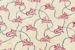 Tapis turc floral bordé de beige et bordeaux, tapis en laine neutre, 194x290 cm