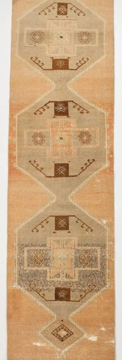 Tapis turc vintage anatolien couleur cannelle 3x11, 92x321 cm