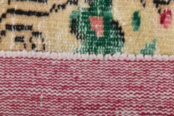 Tapis turc vintage floral rouge rubis, tapis en laine fait main, 202x309 cm