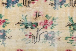 Tapis turc vintage floral rouge rubis, tapis en laine fait main, 202x309 cm
