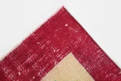 Tapis turc vintage floral rouge rubis, tapis en laine fait main, 202x309 cm