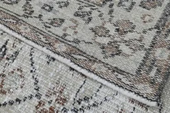 Tapis turc vintage ivoire et brun à motifs floraux, noué main, 155 x 247 cm