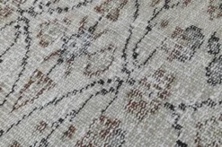 Tapis turc vintage ivoire et brun à motifs floraux, noué main, 155 x 247 cm