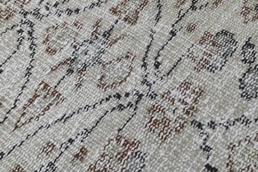 Tapis turc vintage ivoire et brun à motifs floraux, noué main, 155 x 247 cm