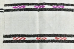 Tapis Turc Vintage Ivoire et Noir, Rayé, Décoration Salon Bohème, 176X258Cm