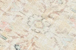 Tapis turc vintage, laine patinée beige et bleu aqua pâle, 192x295 cm