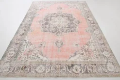 Tapis turc vintage saumon rose classique Madallion 7x10, 219x314 cm