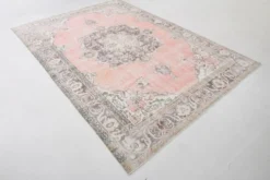 Tapis turc vintage saumon rose classique Madallion 7x10, 219x314 cm