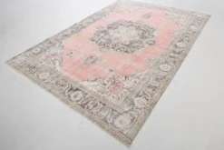 Tapis turc vintage saumon rose classique Madallion 7x10, 219x314 cm