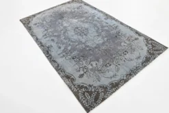 Tapis turc vintage surteint, tapis en laine bleu gris, 164x258 cm