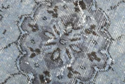 Tapis turc vintage surteint, tapis en laine bleu gris, 164x258 cm