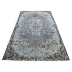 Tapis turc vintage surteint, tapis en laine bleu gris, 164x258 cm