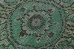 Tapis turc vintage vert et olive à médaillon, noué main, 160 x 262 cm