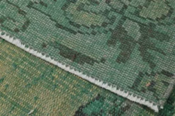 Tapis turc vintage vert et olive à médaillon, noué main, 160 x 262 cm