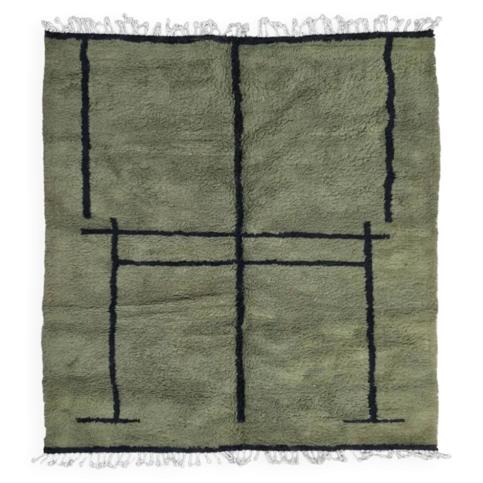 Tapis Vert Contemporain - 302 x 258 cm