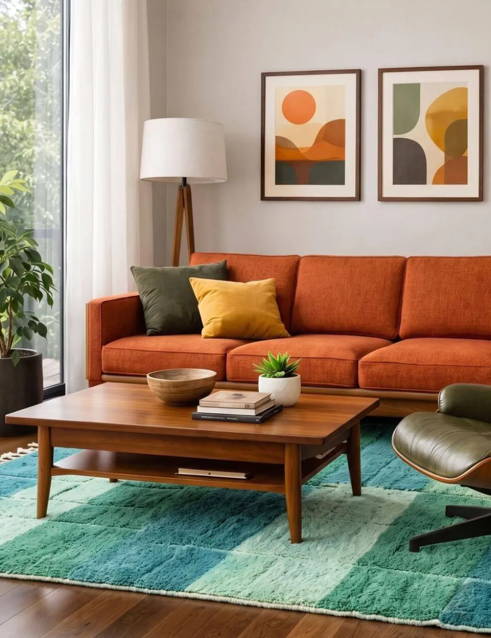 Tapis Vert Contemporain - 349 x 246 cm