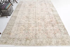 Tapis vintage anatolien floral tout en rose blush 7x10, 215x304 cm