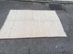 Tapis vintage beige laine tissé à la main 175x235