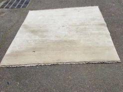Tapis vintage beige laine tissé à la main 175x235