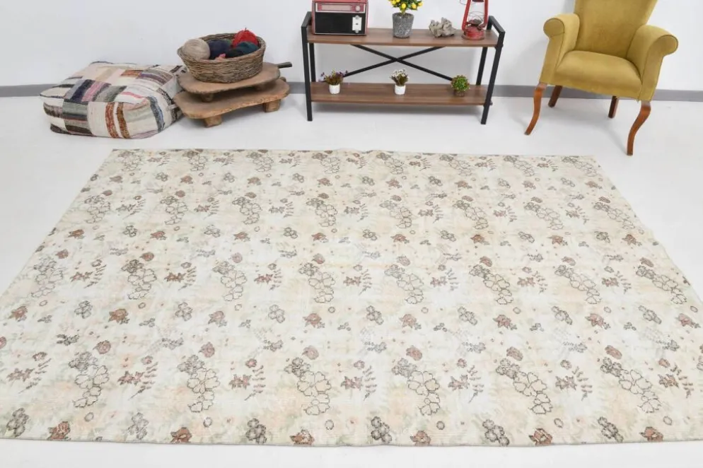 Tapis vintage en laine beige 286x186