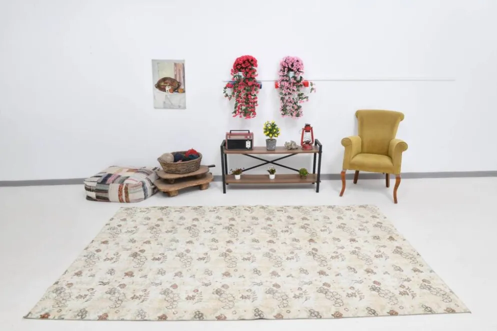 Tapis vintage en laine beige 286x186