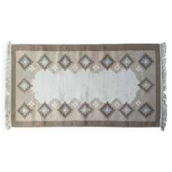 Tapis vintage en laine tissée à plat, style scandinave, années 1970