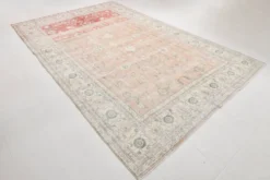 Tapis vintage floral rose blush et pêche 8x12, tapis pour salon.