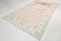 Tapis vintage floral rose blush et pêche 8x12, tapis pour salon.