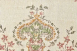 Tapis vintage à motif floral beige et vert 4x7, tapis anatolien, 113x207 cm