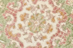 Tapis vintage à motif floral beige et vert 4x7, tapis anatolien, 113x207 cm