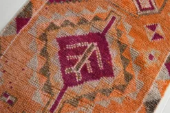 Tapis vintage orange citrouille 3x11, en laine, 77x326 cm